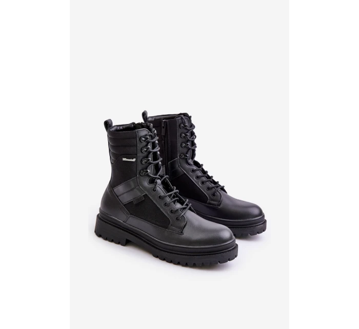 Skórzane Trapery Botki Męskie Ocieplane Big Star OO174164 Czarne Skórzane Trapery Botki Męskie Ocieplane Big Star OO174164 Czarne