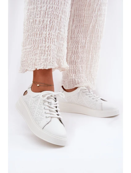 Dámské Kožené Tenisky Na Platformě model 21691898 Bílé - VINCEZA