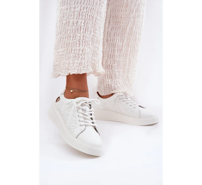 Dámské Kožené Tenisky Na Platformě model 21691898 Bílé - VINCEZA