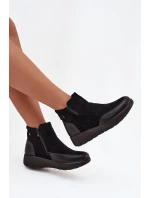 Dámské kotníkové boty na zip kožešinou Černé model 21714328 - Boto