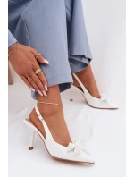 Dámské sandály na podpatku s mašlí bílé Jonera