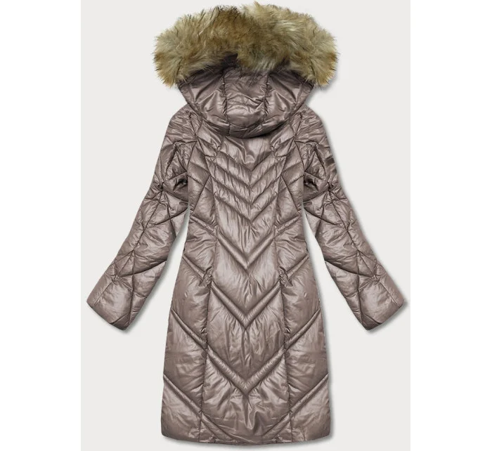 Dámska prešívaná bunda vo farbe cappuccino (H-97-2)