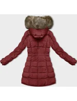 Dámska zimná bunda s kožušinovou podšívkou červená (LHD-23063)
