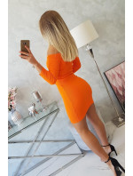 Pruhované vypasované šaty oranžové neónové