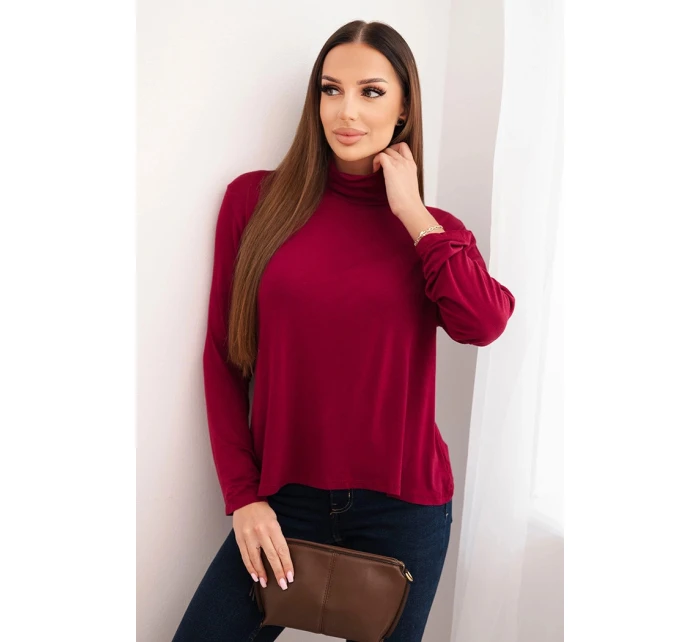 Dámska viskózna blúzka s rolákom a dlhými rukávmi slivka