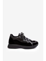 Dámské kožené sportovní boty model 21638349 černé - Zazoo