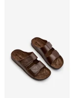 Pohodlné pánské žabky s zipy  tmavě hnědé model 21665802 - Inblu