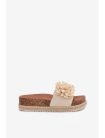 Klapki Damskie Na Platformie Z Ozdobnymi Kwiatkami Beżowe Tessara Klapki Damskie Na Platformie Z Ozdobnymi Kwiatkami Beżowe Tessara