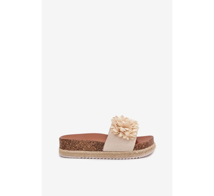 Klapki Damskie Na Platformie Z Ozdobnymi Kwiatkami Beżowe Tessara Klapki Damskie Na Platformie Z Ozdobnymi Kwiatkami Beżowe Tessara
