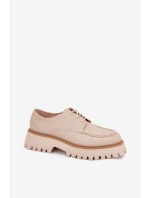 Półbuty Mokasyny Damskie Ze Sznurowaniem Big Star NN274053 Beżowe