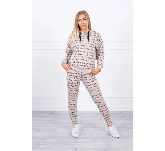 Dámská souprava s potiskem model 20318247 béžová - Kesi Dámská souprava s potiskem model 20318247 béžová - Kesi