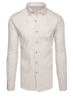 Pánská košile s jemným proužkem a dlouhým rukávem béžová Dstreet model 21989427 - FashionStreet