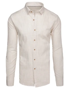 Pánská košile s jemným proužkem a dlouhým rukávem béžová Dstreet model 21989427 - FashionStreet