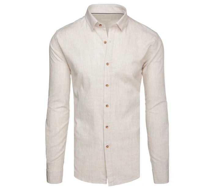 Pánská košile s jemným proužkem a dlouhým rukávem béžová Dstreet model 21989427 - FashionStreet