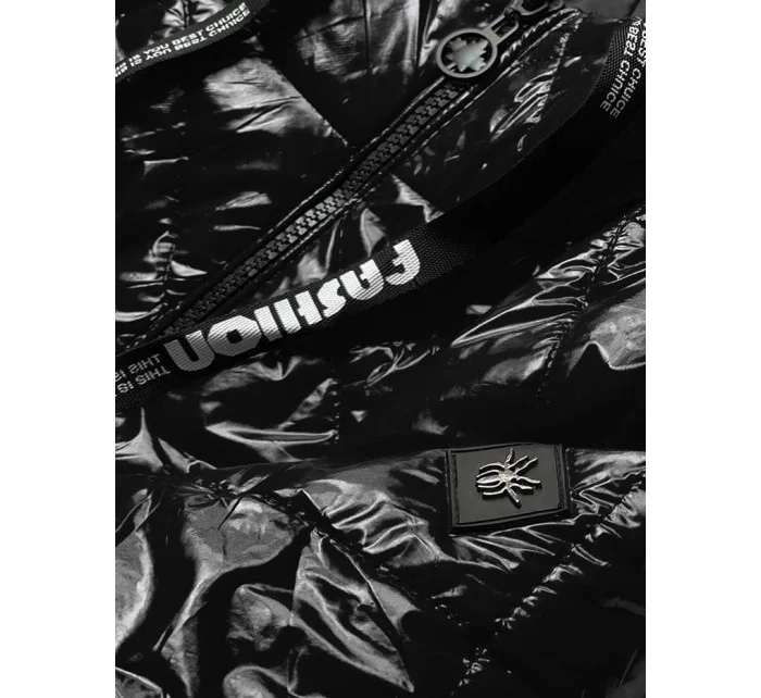 Čierna dámska prešívaná bunda (BR9776)