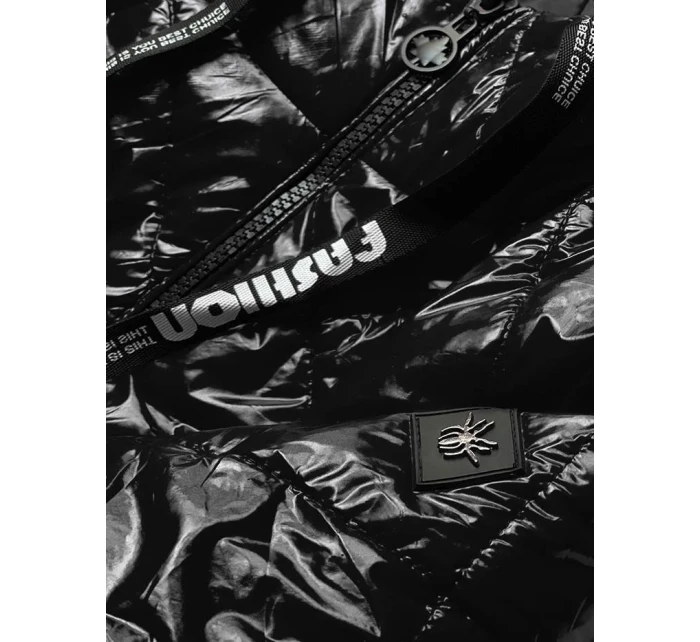 Čierna dámska prešívaná bunda (BR9776)