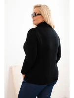Dámský svetr Plus Size z viskózy model 21321816 střihu černý - K-Fashion Dámský svetr Plus Size z viskózy model 21321816 střihu černý - K-Fashion