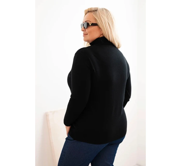 Dámský svetr Plus Size z viskózy model 21321816 střihu černý - K-Fashion Dámský svetr Plus Size z viskózy model 21321816 střihu černý - K-Fashion