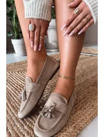 Dámske mokasíny s plochou podrážkou a strapcami Beige Marilisse
