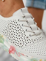 Dámske otvorené kožené poltopánky biele Telina