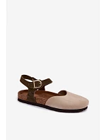 Dámske semišové kožené sandále s uzavretou špičkou Maciejka H7365-04 beige Dámske semišové kožené sandále s uzavretou špičkou Maciejka H7365-04 beige
