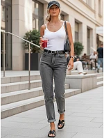 Dámske nohavice Mom Fit s vysokým pásom sivá FashionStreet UY2976