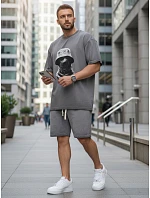 Pánska letná tepláková súprava s potlačou šedá FashionStreet AX0817