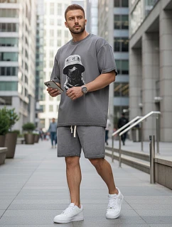 Komplet męski z nadrukiem szary model 22126371 - FashionStreet