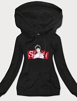 Čierna dámska športová mikina s kapucňou (N4596)