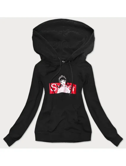 Čierna dámska športová mikina s kapucňou (N4596)