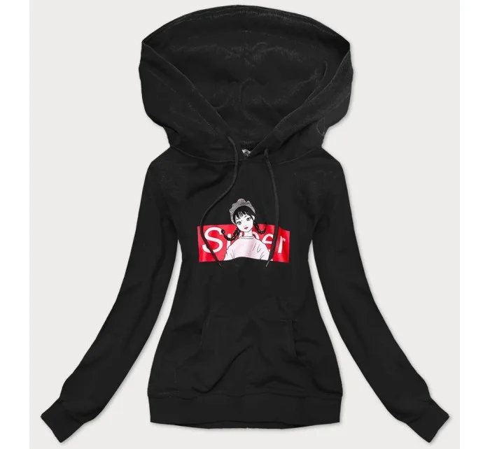 Čierna dámska športová mikina s kapucňou (N4596)