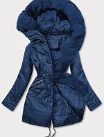 Dámska parka s kožušinou v tmavomodrej farbe (5m762-215)