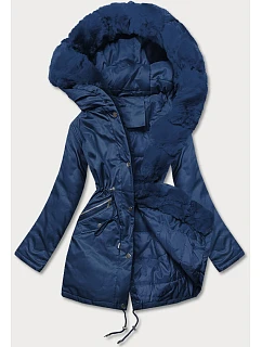 Dámska parka s kožušinou v tmavomodrej farbe (5m762-215)
