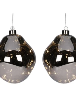 SKLENENÉ OZDOBY KVAPKA 2KS VIEDOL 12CM ANTRACITOVÁ