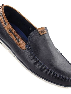 Pánske tmavomodré kožené mokasíny Bugatti 321-A2X65-1000-4100