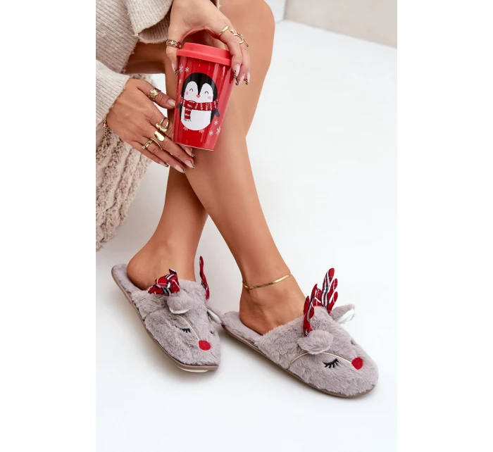 Vánoční Pantofle S Tmavě Béžové model 21680779 - Boto Vánoční Pantofle S Tmavě Béžové model 21680779 - Boto