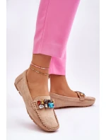 Dámské semišové mokasíny s krystaly Béžove Lucille Dámské semišové mokasíny s krystaly Béžove Lucille