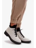 Dámske zateplené členkové topánky z eko kože White Dámske zateplené členkové topánky z eko kože White