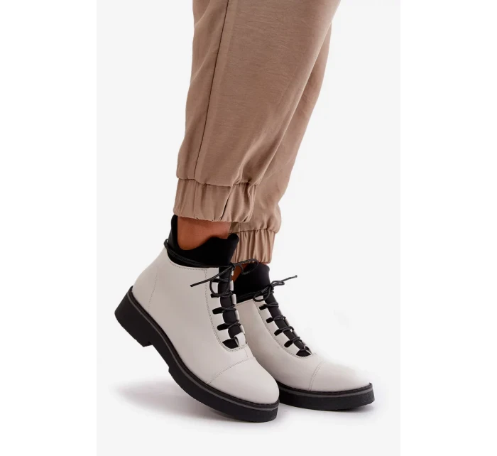 Dámske zateplené členkové topánky z eko kože White Dámske zateplené členkové topánky z eko kože White