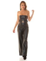 Sexy Bandeau Overall in Leather Look with belt