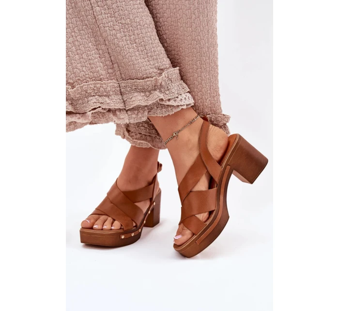 Sandále na podpätku 1081 Brown - Krok vo veľkom štýle