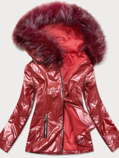 Ľahká dámska zimná metalická bunda vo vínovej bordovej farbe (721ART)