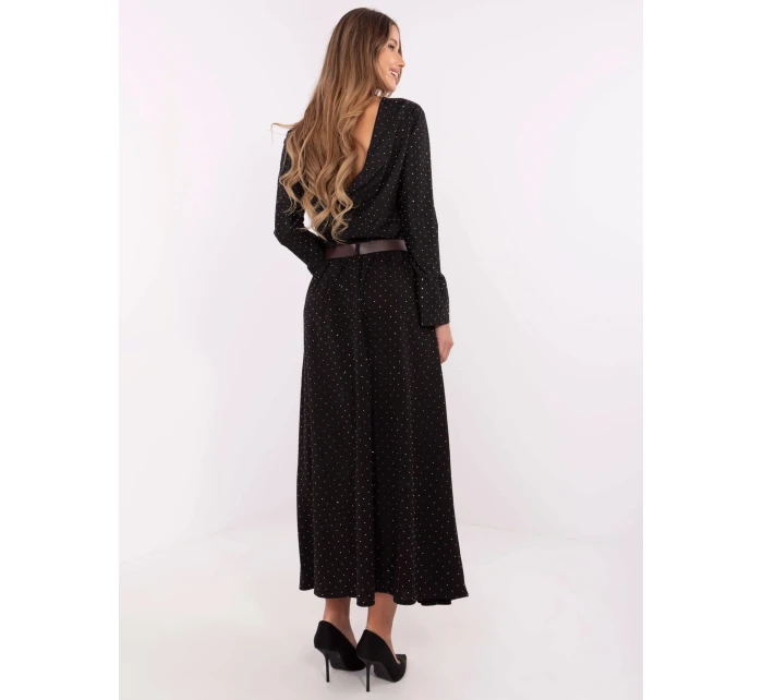 Elegantná maxi sukňa s ozdobným lemom čierna (19720)