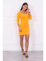 Šaty s gombíkovým výstrihom oranžové neónové