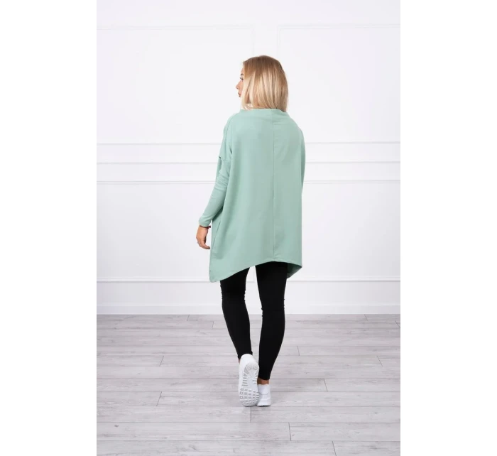 Oversize mikina s asymetrickými boky tmavě mátová Oversize mikina s asymetrickými boky tmavě mátová