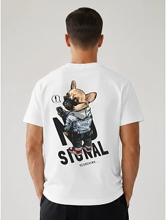 Pánske bavlnené tričko nadrozmernej veľkosti s bielou potlačou FashionStreet NX4009R