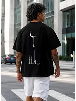 Pánske bavlnené tričko nadrozmernej veľkosti s čiernou potlačou FashionStreet NX4015R