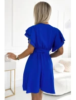 Dámské šaty s obálkovým výstřihem, rukávy a páskem model 22304046 - numoco basic