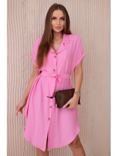 Viskózové šaty so zaväzovaním v páse ružové