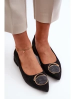 Czółenka Na Niskim Obcasie Z Eko Zamszu S.Barski KV27-037 Czarne